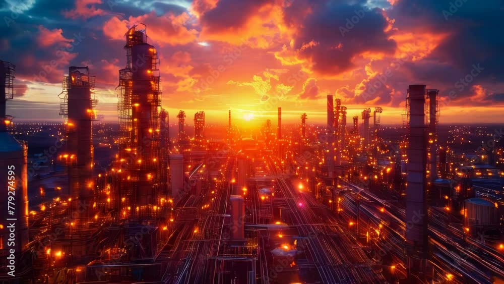 Industrial oil refinery petrochemical chemical plant with equipment and ...