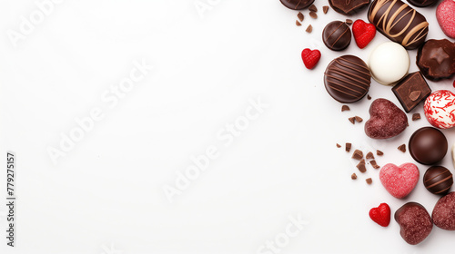 chocolate and beans  white background