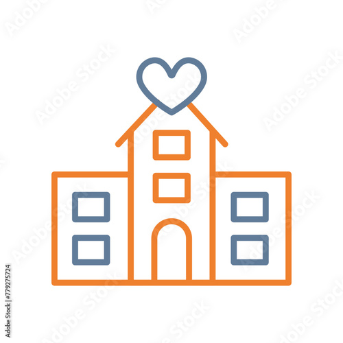 Hospital Line Two Color Icon