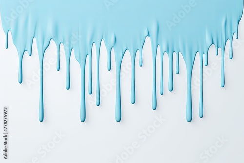 Sky Blue paint dripping on the white wall water spill vector background with blank copy space for photo or text