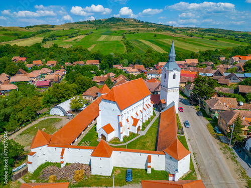 Fortified church in Romanian village Darjiu