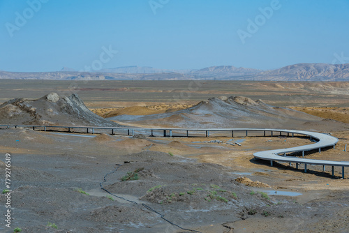 Qobustan mud volcanoes in Azerbaijan photo