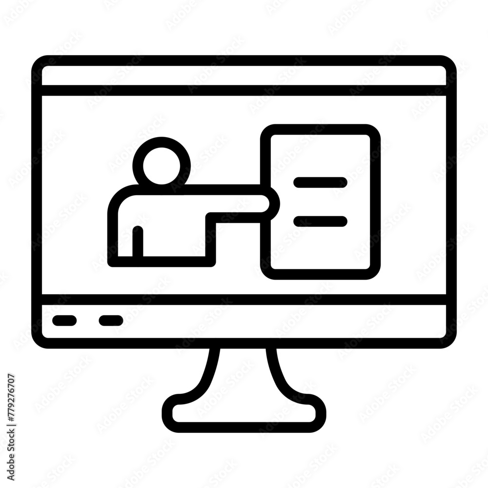 Online Presentation Line Icon Online Presentation Line Icon