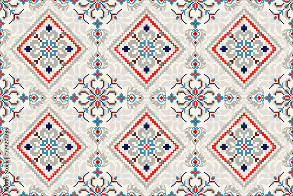 Tile seamless pattern vector illustration.geometric ethnic oriental seamless pattern on white background.
