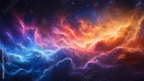 A stunning digital representation of nebula clouds with a vibrant spectrum of colors set against the backdrop of the cosmos. © Preeyanuch