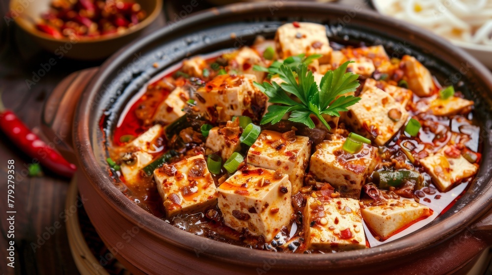 Mapo Tofu traditional earthen pot
