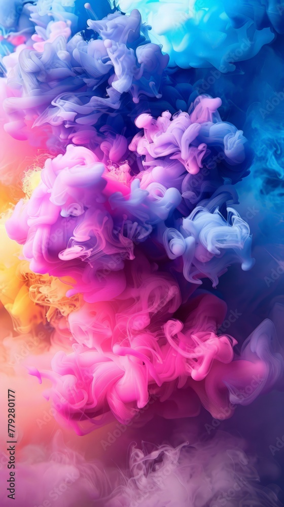 Colorful explosion of powder of paint and ink, colorful background, , color splash effect, colorful abstract painting. Abstract color splashes in the air. Color explosion concept. close-up dust, cloud