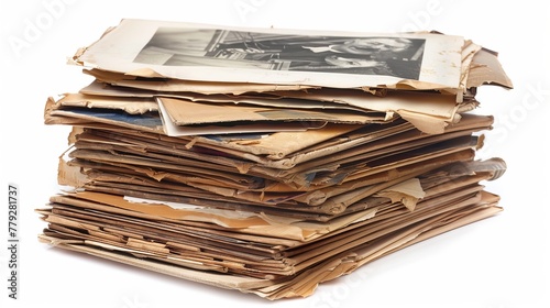 Stack of Old Photos with Clipping Path Inside