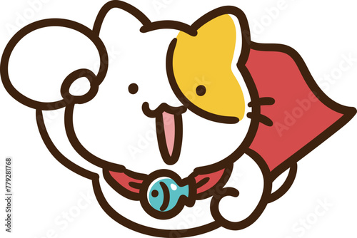 正義の味方なかわいいねこのキャラクターのデフォルメイラスト