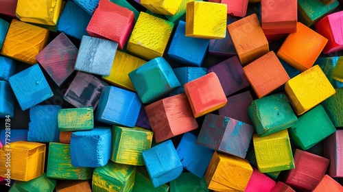 Top View of Many Colored Toy Blocks