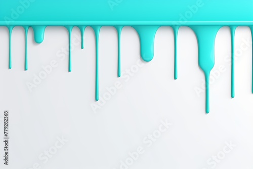 Turquoise paint dripping on the white wall water spill vector background with blank copy space for photo or text 