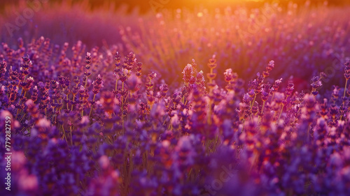 A vibrant field of lavender swaying gently in the summer breeze.