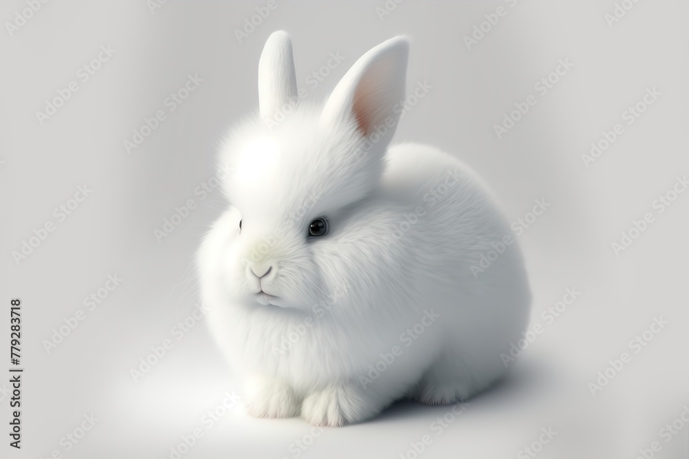 Obraz premium 3D furry forest animal with beautiful colors and white background. with Generative AI technology 