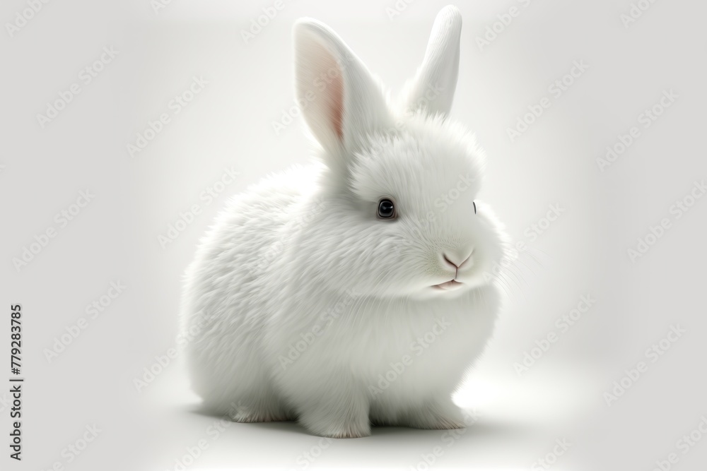 Obraz premium 3D furry forest animal with beautiful colors and white background. with Generative AI technology 
