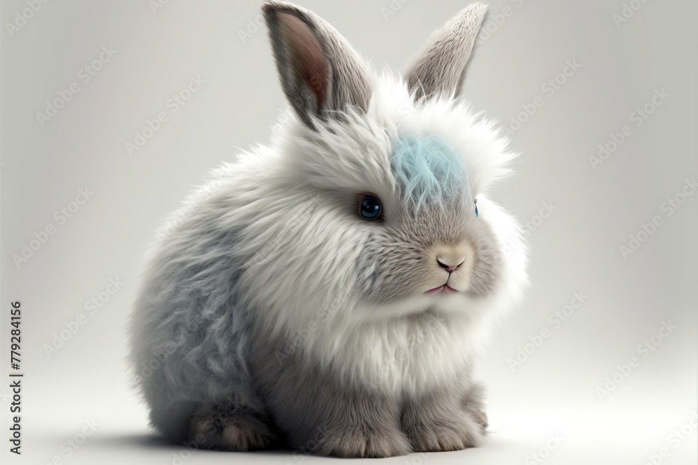 Obraz premium 3D furry forest animal with beautiful colors and white background. with Generative AI technology 