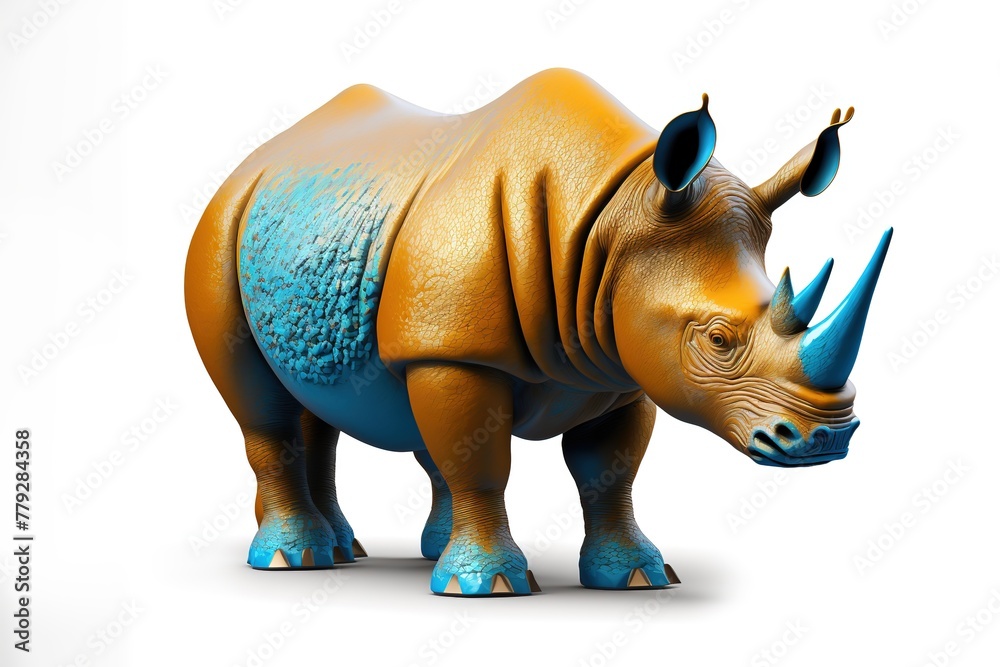 Fototapeta premium 3D furry forest animal with beautiful colors and white background. with Generative AI technology 