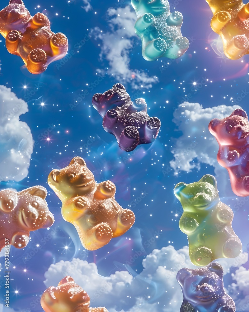 Cosmic Gummy Bear in Celestial Candy Clouds Cosmic Gummy Bear in Celestial Candy Clouds