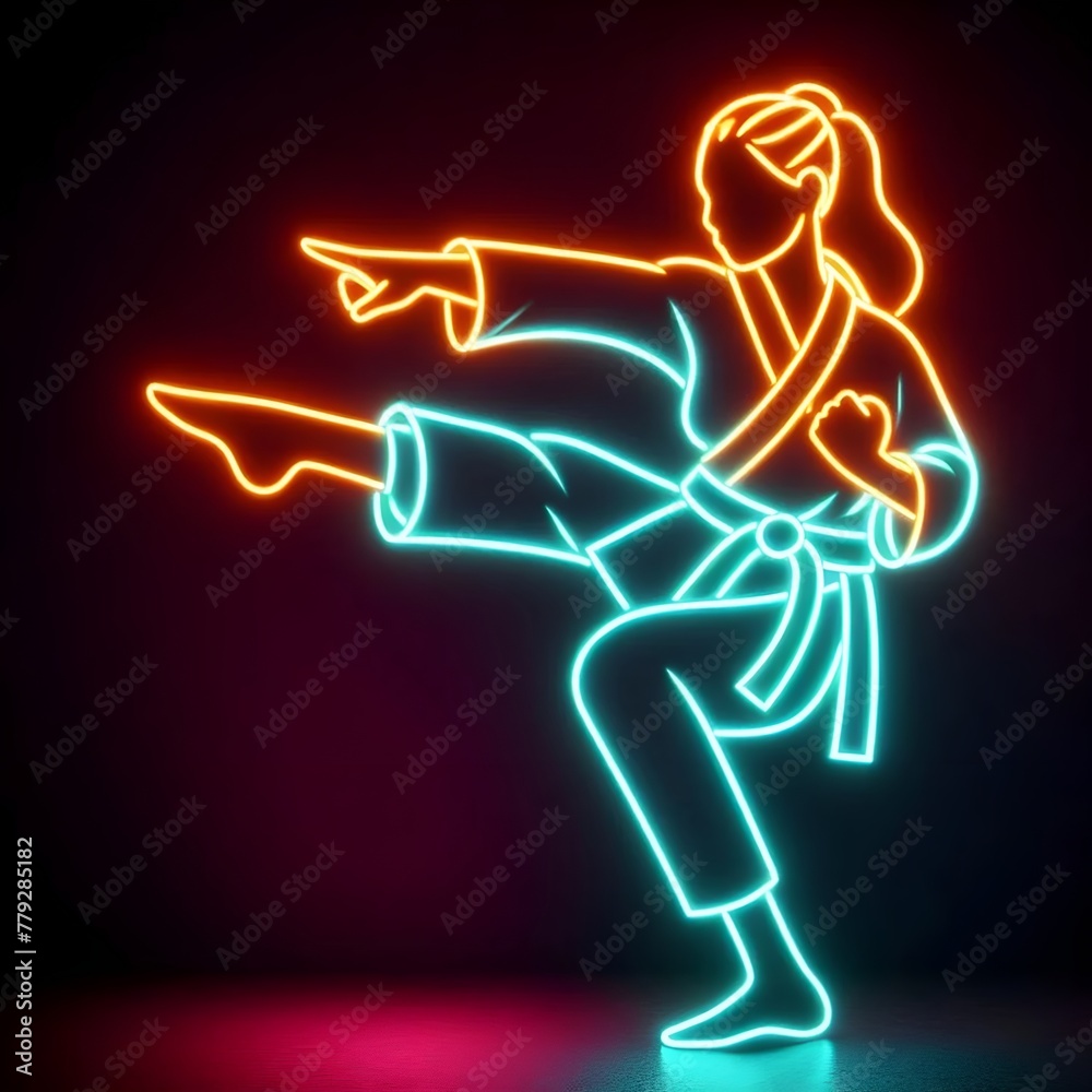 Neon Karate Woman