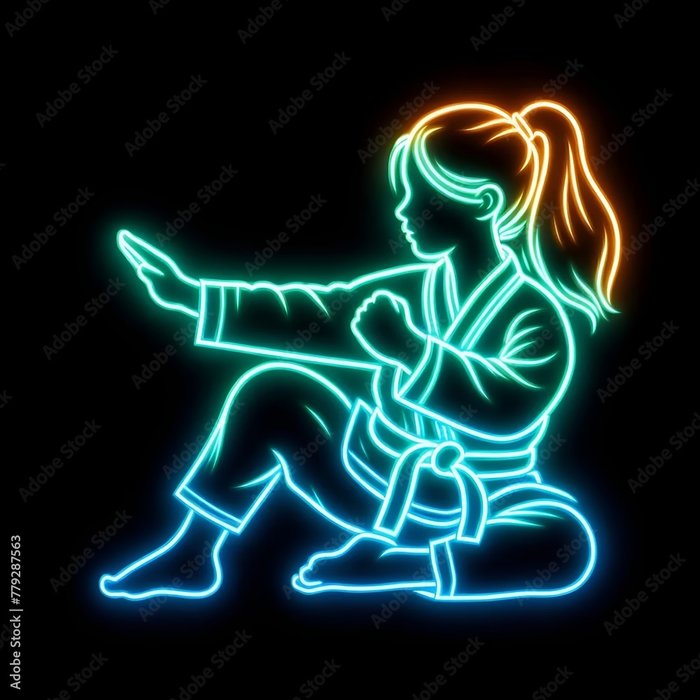 Fototapeta premium Silhouette of a karate girl