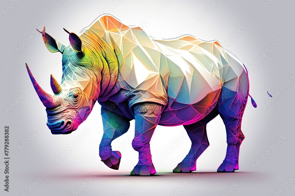 Fototapeta premium 3D furry forest animal with beautiful colors and white background. with Generative AI technology 