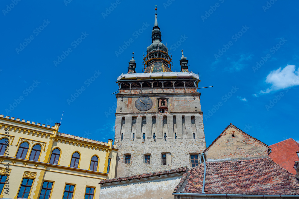 Obraz premium view of the clock tower in Sighisoara, Romania