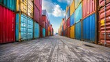 Rows of cargo containers ready to be shipped oversea AI generated illustration