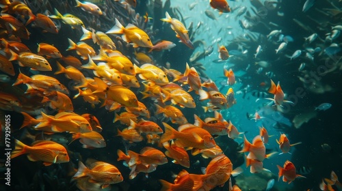 Schools of fish swimming gracefully in unison AI generated illustration