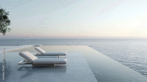 Serene poolside scene with a minimalist design AI generated illustration photo