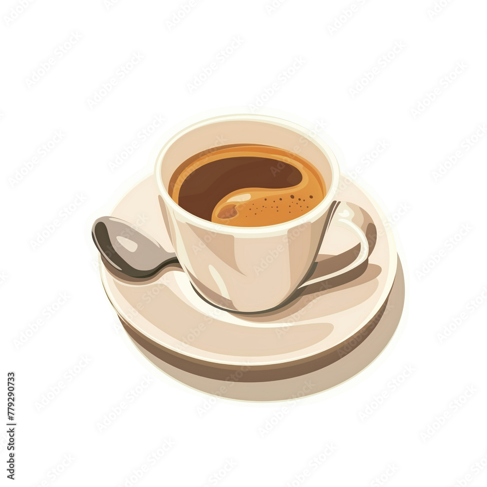 Coffee Cup on White Background with Saucer and Spoon Coffee Cup on White Background with Saucer and Spoon