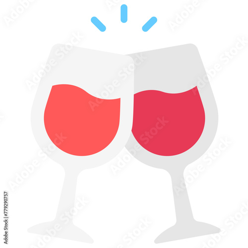 Wine Glass multi color icon, relate to gastronomy theme. use for UI or UX kit, web and app development.
