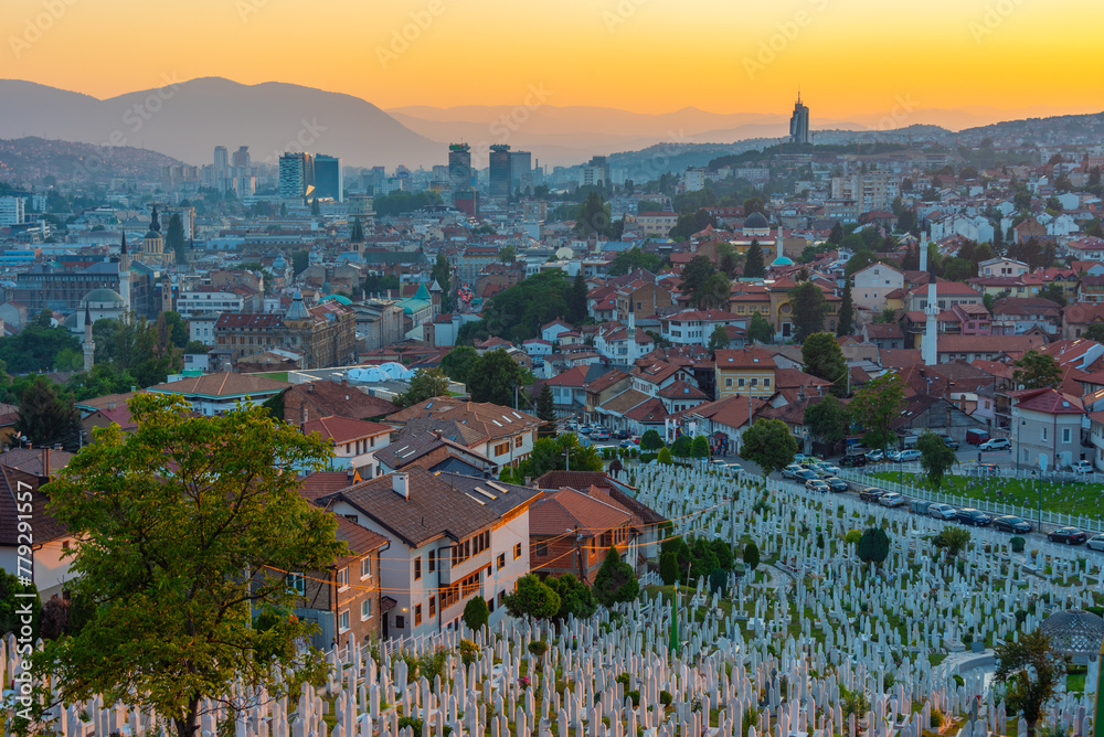 Sunset view of Sarajevo from the Yellow fortress, Bosnia and Herzegovina Sunset view of Sarajevo from the Yellow fortress, Bosnia and Herzegovina