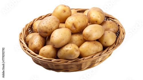 Potatoes in a basket isolated on transparent background