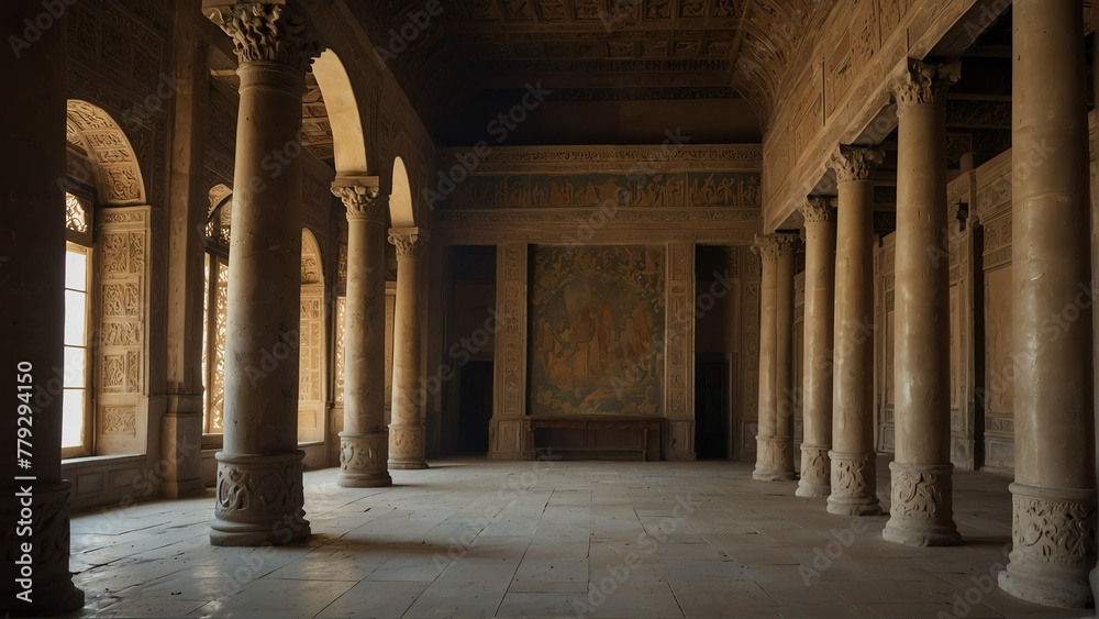 study hall interior of ancient royal palace from Generative AI