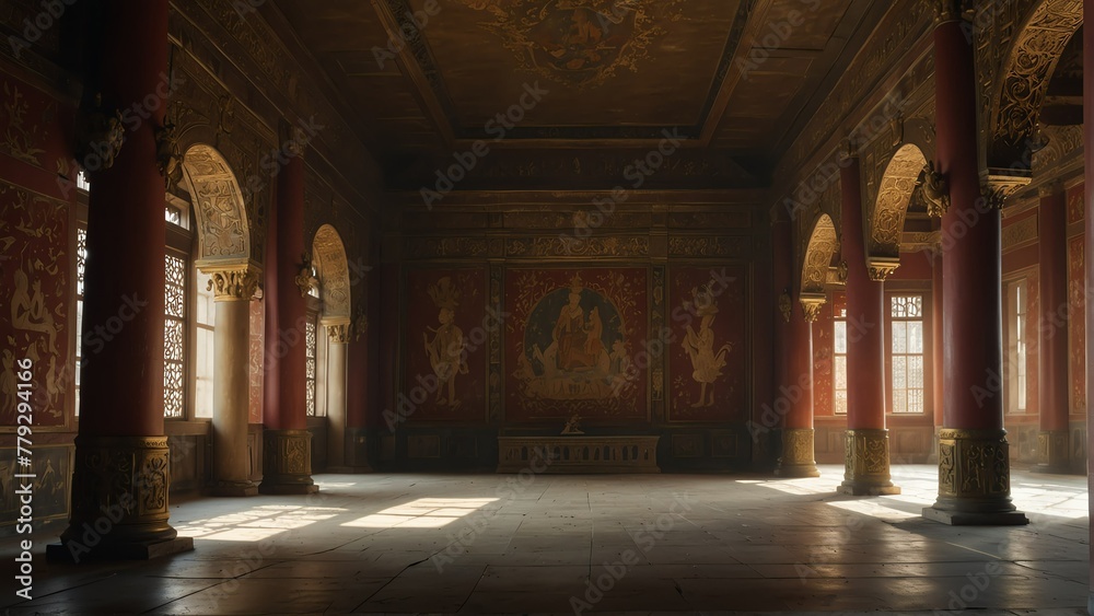 study hall interior of ancient royal palace from Generative AI