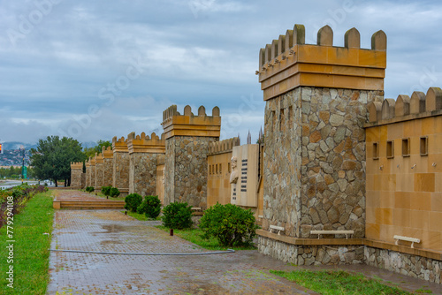 Entrance to the town Shamakhi in Azerbaijan photo