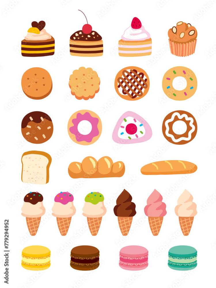 Various dessert illustrations Various dessert illustrations