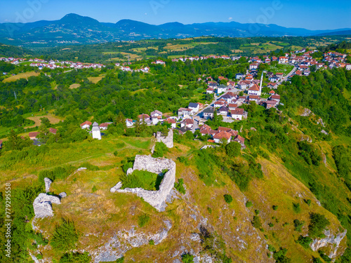 Panorama view of Prusac fortress in Bosnia and Herzegovina photo
