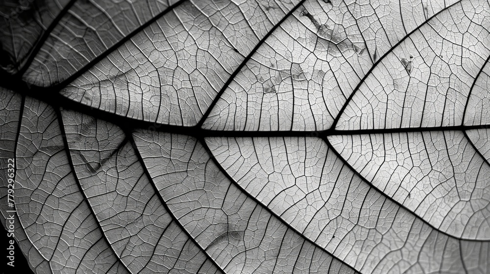 The delicate veins of a tree leaf  AI generated illustration - obrazy, fototapety, plakaty 