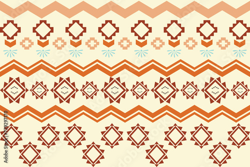 Boho fabric seamless pattern geometric tribal ethnic traditional background bohemian and native American Design Elements.Vector illustration embroidery.