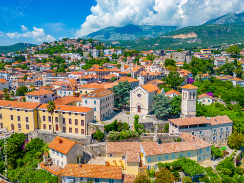 Aerial view of the old town of Herceg Novi in Montenegro photo