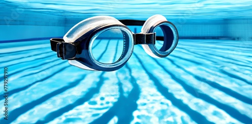 Swimming goggles. summer. pool background.｜水泳用ゴーグル、夏、プール背景