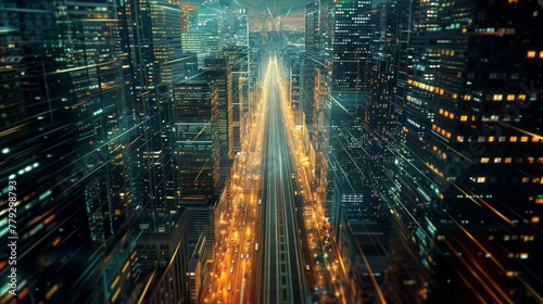 The pulsating energy of a city at night fueled by th AI generated illustration