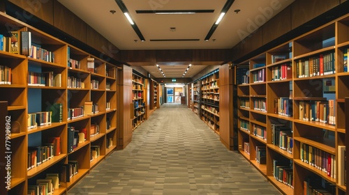 The shelves are lined with books that chronicle the AI generated illustration