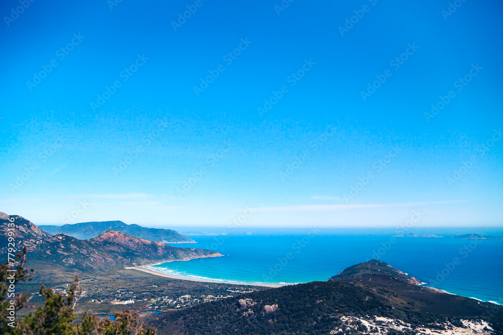 view of the sea and mountains view of the sea and mountains