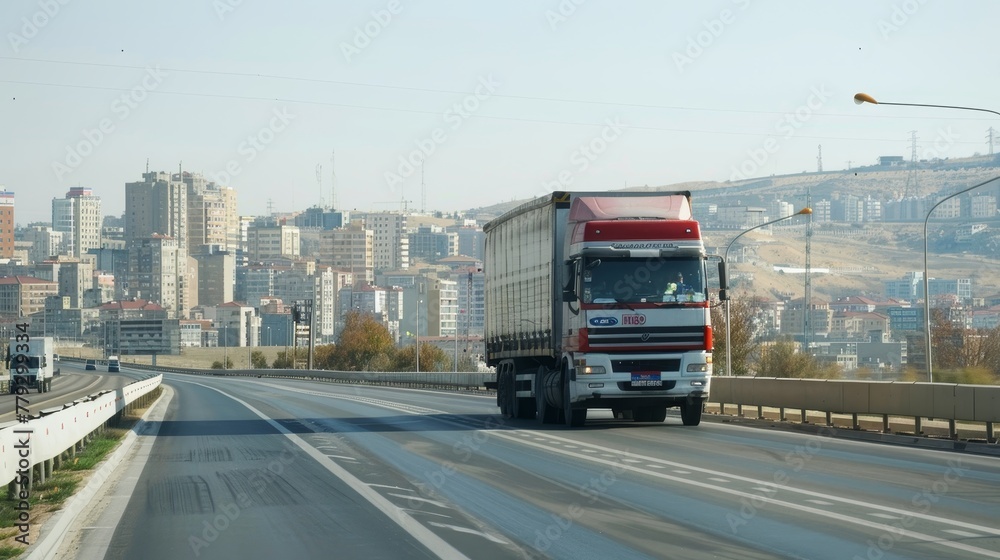 The truck is a familiar sight on the highway a symbo  AI generated illustration