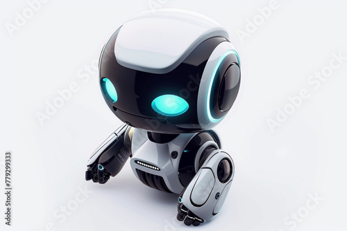 3D artificial intelligence. Chat Bot neural network, AI servers and robots technology, artificial bot mind and intelligent robotic building. Customer support service Chat Bot. 3D robot