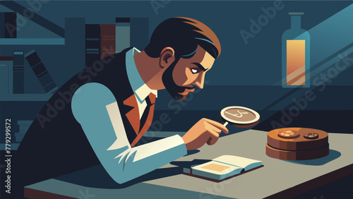 The collectors brow furrowed in concentration as he examined a rare bronze coin under the magnifying glass the dim light of his study casting
