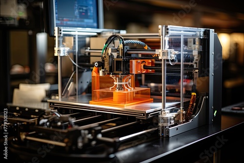 3D printing machine at work, focusing on the mechanical details and precision involved in creating a cube