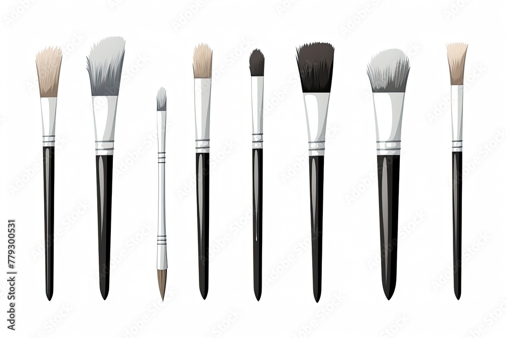 set of paint brush vector in white background, Colorful brush set vector illustration in blank background set of paint brush vector in white background, Colorful brush set vector illustration in blank background