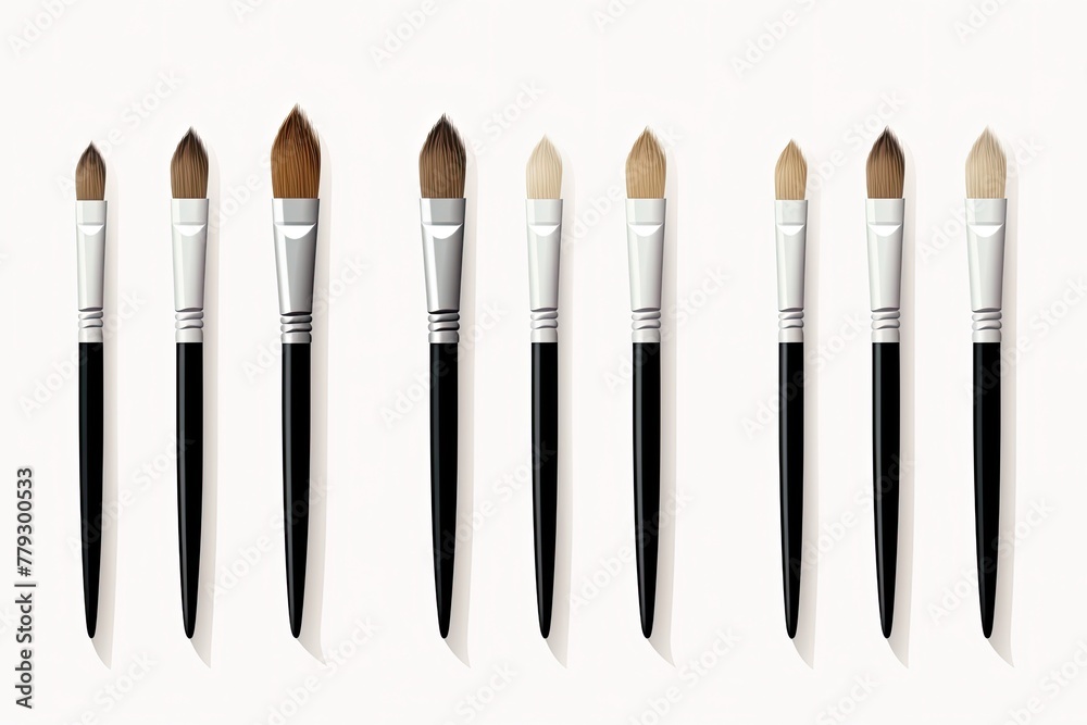 set of paint brush vector in white background, Colorful brush set vector illustration in blank background set of paint brush vector in white background, Colorful brush set vector illustration in blank background